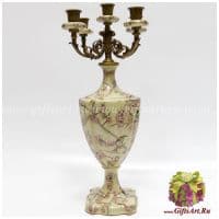 Канделябр на 5 свечей. Фарфор и бронза. Декор Пара птиц в цветущем саду. Ручная работа. 53 см