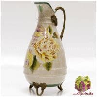 Кувшин. Фарфор и бронза. Декор Цветущие пионы. Ручная работа. Высота 25 см