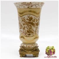 Ваза. Фарфор и бронза. Декор Хэмпшир. Ручная работа. Высота 25 см