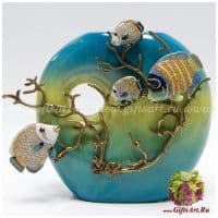 Ваза. Фарфор и бронза. Коллекция Голубая лагуна. Ручная работа. Высота 32 см