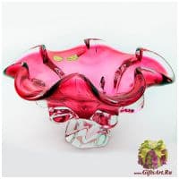 Ваза блюдо цветное стекло. 25 см. 531526201 Ручная работа. Чехия