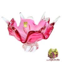 Ваза блюдо цветное стекло. 28 см. 125526201 Ручная работа. Чехия