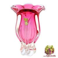 Ваза цветное стекло Высота 25 см 111826201 Ручная работа Чехия