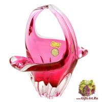 Ваза конфетница цветное стекло 17 см 611926201 Ручная работа Чехия