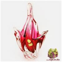 Ваза конфетница цветное стекло 22 см 941926201 Ручная работа Чехия