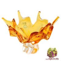 Ваза блюдо цветное стекло. 28 см. 125560401 Ручная работа. Чехия