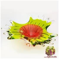 Ваза блюдо цветное стекло. 30 см. 971565501 Ручная работа. Чехия