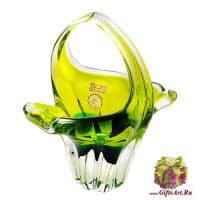 Ваза конфетница цветное стекло 17 см 611995501 Ручная работа Чехия