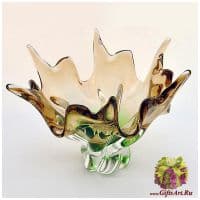 Ваза блюдо цветное стекло. 28 см. 125546901 Ручная работа. Чехия