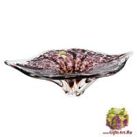 Ваза блюдо цветное стекло. 38 см. 011586901 Ручная работа. Чехия