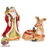 Набор для специй Соль и Перец Дед Мороз и олень. Новогодняя коллекция