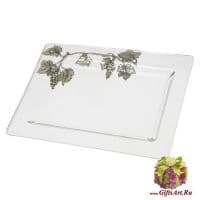 Блюдо стекло и олово Виноградная лоза Серия Классика. Длина 24 см. Португалия