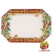 Блюдо Благоденствие. Новогодняя посуда. Керамика. Длина 28 см Fitz and Floyd