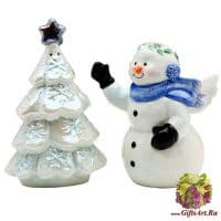 Набор для специй Соль и Перец Весёлый снеговик-ангел и ёлочка &quot;Новогодняя коллекция&quot;