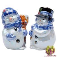 Набор для специй Соль и Перец Весёлые снеговики Новогодняя коллекция