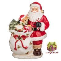 Банка для конфет и печенья Дед Мороз с мешком подарков. Высота 28 см