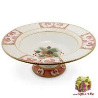 Блюдо на ножке Рождественский лес. Новогодняя посуда. Керамика. Диаметр 33 см