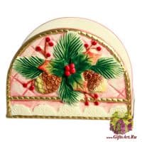Салфетница Рождественский лес. Новогодняя посуда. Керамика. 9,5 см