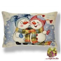 Наволочка гобеленовая новогодняя. Свидание. Размер 63х45 см.