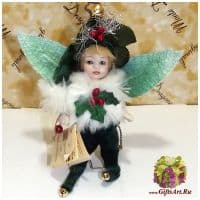 Итальянская кукла Agrifoglio Новогодний остролист. 14 см. Италия Montedragone