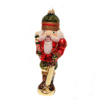 Ёлочная игрушка из стекла Щелкунчик. Ручная работа. 20 см Подарочная упаковка Krebs Glas Lauscha Германия - вид 1 миниатюра