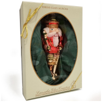 Ёлочная игрушка из стекла Щелкунчик. Ручная работа. 20 см Подарочная упаковка Krebs Glas Lauscha Германия - вид 3 миниатюра