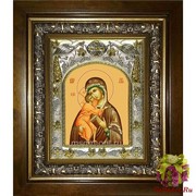 Икона освященная &quot;Владимирская икона Божией Матери&quot;, 14x18 см, в деревянном киоте 20x24 см, 20x24 см