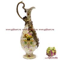 Кувшин декоративный. Фарфор и бронза. Декор Мавританский сад. Ручная работа. Высота 39 см