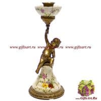 Подсвечник. Фарфор и бронза. Декор Мавританский сад. Ручная работа. Высота 25 см