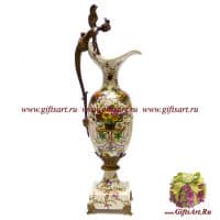 Кувшин декоративный Ангел Меркурия. Фарфор и бронза. Декор Мавританский сад. Ручная работа. Высота 46 см