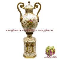 Ваза на колонне. Фарфор и бронза. Декор Мавританский сад. Ручная работа. Высота 120 см