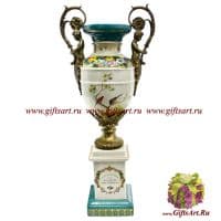 Ваза на колонне. Фарфор и бронза. Декор Секрет Фарина. Ручная работа. Высота 58 см