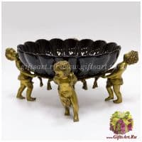 Блюдо большое. Фарфор и бронза. Ручная работа. Коллекция Южная ночь. Диаметр 39 см