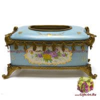 Салфетница. Фарфор и бронза. Декор Прованс. Длина 33 см. Ручная работа