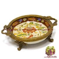 Блюдо под мелочь. Фарфор и бронза. Коллекция Изобилие. Ручная работа. Размер 11 см