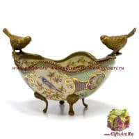 Вазочка. Фарфор и бронза. Декор Gartenpalais. Ручная работа. Длина 23 см