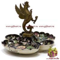 Менажница. Императорский фарфор и бронза. Коллекция Цветущая ночь. Ручная работа. 23 см