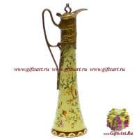 Кувшин декоративный. Фарфор и бронза. Декор Любопытная птичка. Ручная работа. Высота 39 см