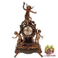 Часы каминные. Фарфор и бронза. Декор Флёр-де-ли Fleur de Lys. Ручная работа. Высота 58 см