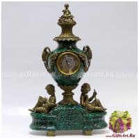 Часы каминные. Фарфор и бронза. Декор Хозяйка медной горы. Ручная работа. Высота 58 см