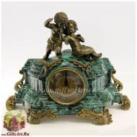 Часы каминные. Фарфор и бронза. Декор Хозяйка медной горы. Ручная работа. Высота 33 см