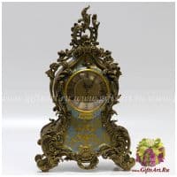 Часы каминные. Фарфор и бронза. Коллекция Небесные гирлянды. Ручная работа. Высота 38 см