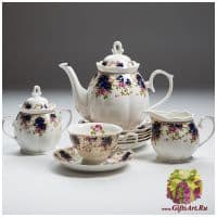 Чайный сервиз Каролина 6 персон 15 предметов. Фарфор