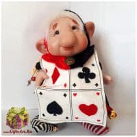 Кукла фарфоровая Montedragone Gnomo poker Joker Гном Джокер. Высота 18 см. Италия