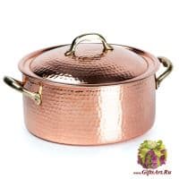 Кастрюля медная диаметр 20 см с крышкой. Медная посуда Marque Deposee. Тунис