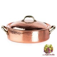 Кастрюля медная диаметр 22 см с крышкой. Посуда из меди Marque Deposee. Тунис