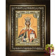 Икона освященная &quot;Людмила мученица, княгиня Чешская&quot;, 18x24 см, со стразами, в деревянном киоте 24x30 см, 24x30 см