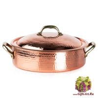 Кастрюля медная диаметр 24 см с крышкой. Посуда из меди Marque Deposee. Тунис