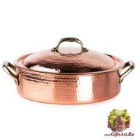 Кастрюля медная диаметр 26 см с крышкой. Посуда из меди Marque Deposee. Тунис