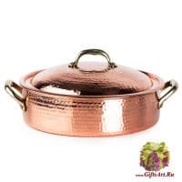 Кастрюля медная диаметр 30 см с крышкой. Посуда из меди Marque Deposee. Тунис